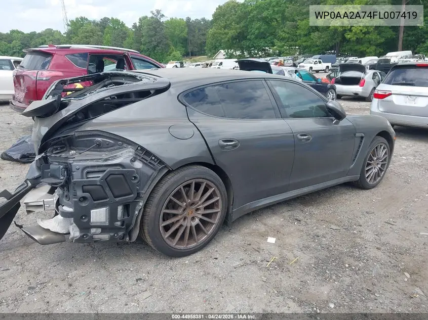 2015 Porsche Panamera 4 VIN: WP0AA2A74FL007419 Lot: 44958381