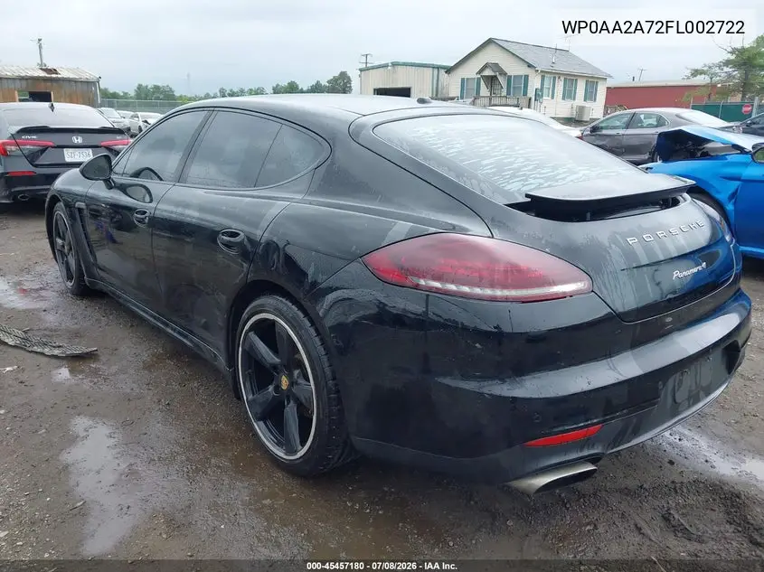 2015 Porsche Panamera 4 VIN: WP0AA2A72FL002722 Lot: 45457180