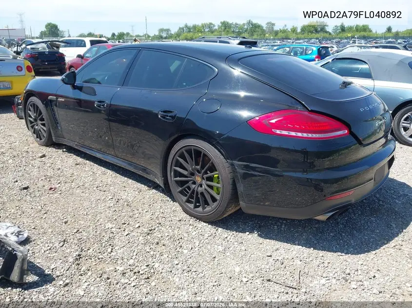 2015 Porsche Panamera E-Hybrid S VIN: WP0AD2A79FL040892 Lot: 45521338