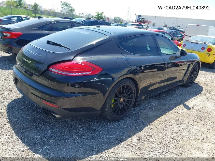2015 Porsche Panamera E-Hybrid S VIN: WP0AD2A79FL040892 Lot: 45521338