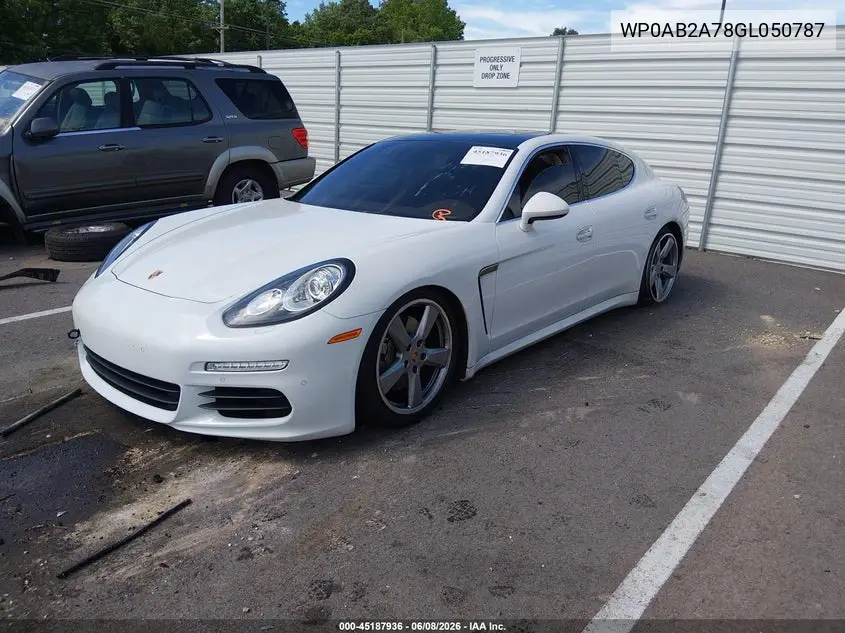 2016 Porsche Panamera S VIN: WP0AB2A78GL050787 Lot: 45187936