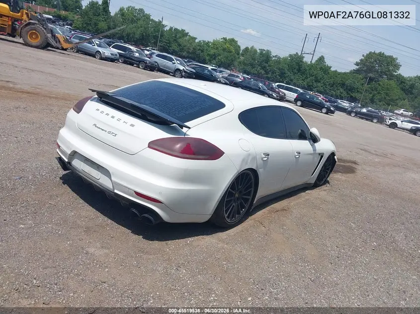 2016 Porsche Panamera Gts VIN: WP0AF2A76GL081332 Lot: 45519536