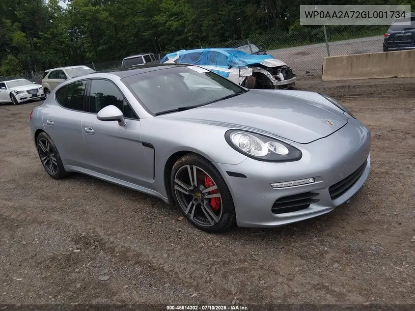 2016 Porsche Panamera 4 VIN: WP0AA2A72GL001734 Lot: 45614302