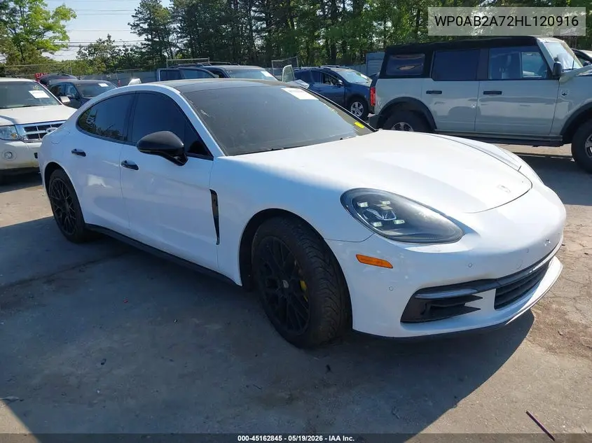 2017 Porsche Panamera 4S VIN: WP0AB2A72HL120916 Lot: 45162845
