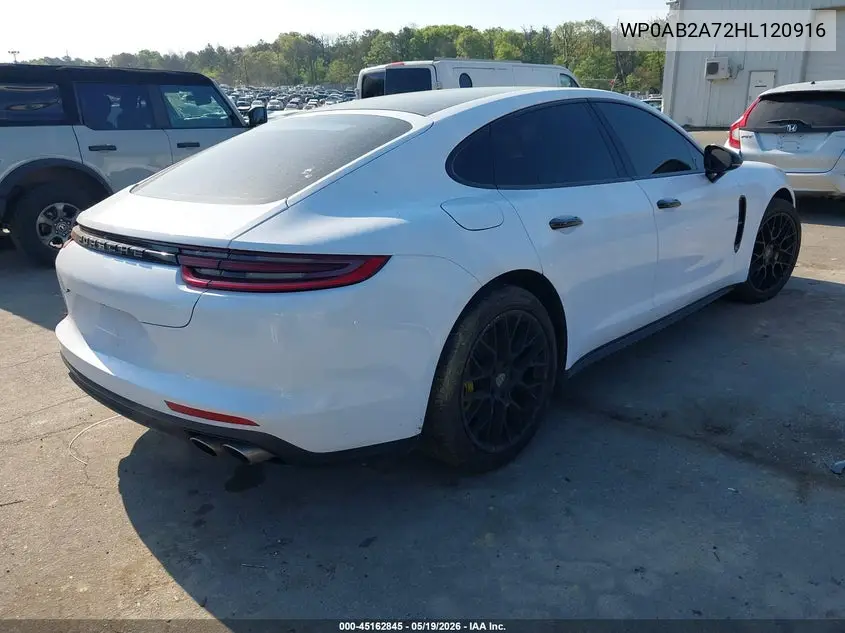 2017 Porsche Panamera 4S VIN: WP0AB2A72HL120916 Lot: 45162845