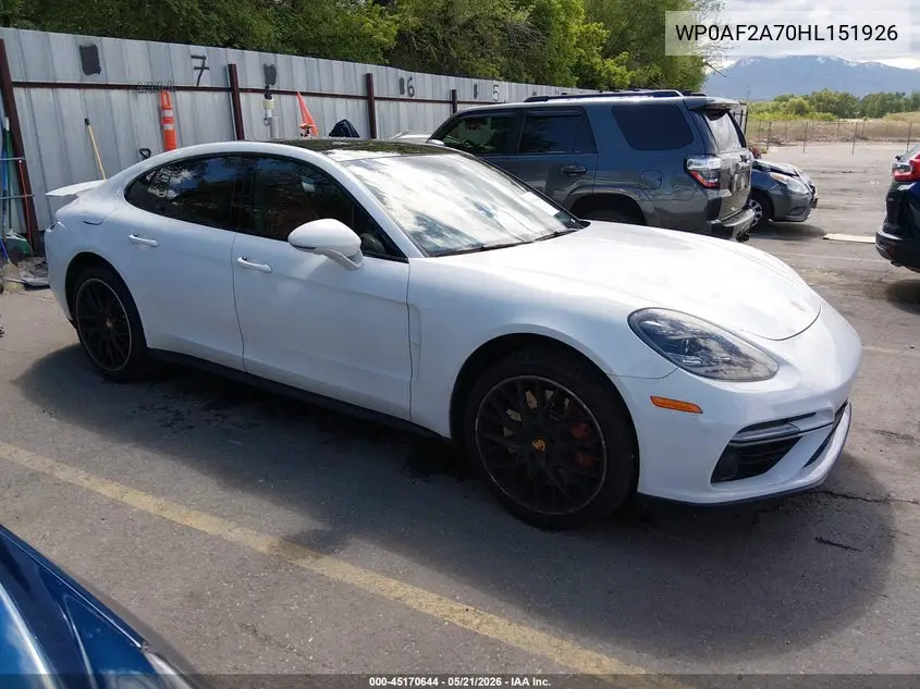 2017 Porsche Panamera Turbo VIN: WP0AF2A70HL151926 Lot: 45170644
