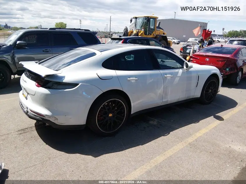 2017 Porsche Panamera Turbo VIN: WP0AF2A70HL151926 Lot: 45170644