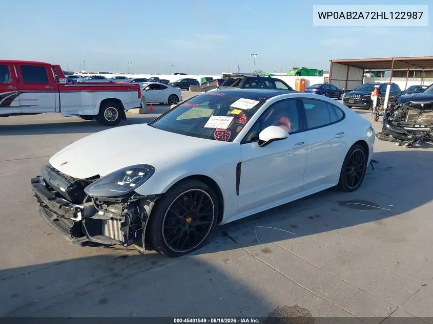 2017 Porsche Panamera 4S VIN: WP0AB2A72HL122987 Lot: 45401549