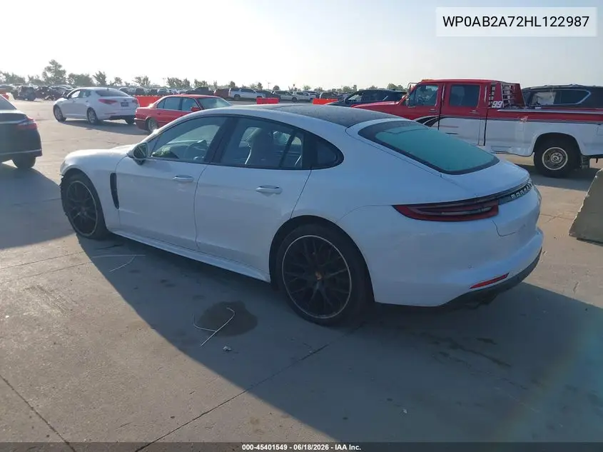 2017 Porsche Panamera 4S VIN: WP0AB2A72HL122987 Lot: 45401549