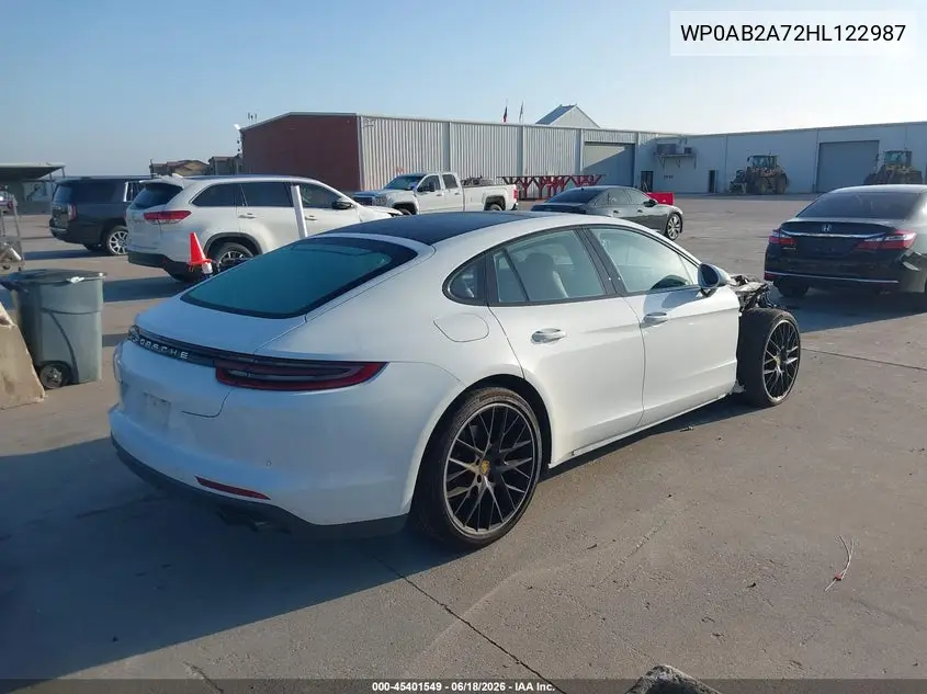 2017 Porsche Panamera 4S VIN: WP0AB2A72HL122987 Lot: 45401549