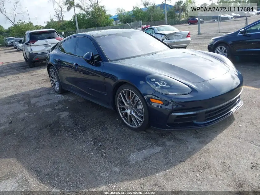 2018 Porsche Panamera 4 VIN: WP0AA2A72JL117684 Lot: 45192753