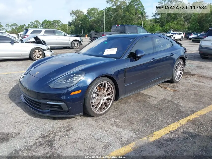 2018 Porsche Panamera 4 VIN: WP0AA2A72JL117684 Lot: 45192753