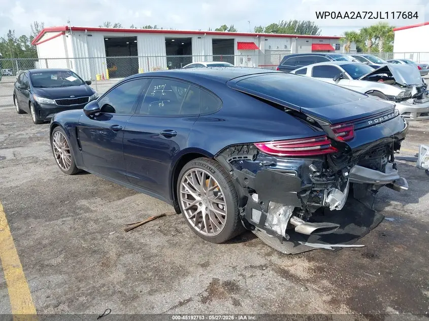 2018 Porsche Panamera 4 VIN: WP0AA2A72JL117684 Lot: 45192753