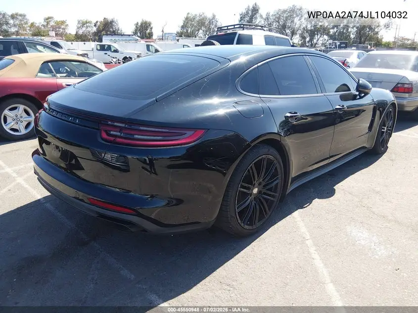 2018 Porsche Panamera 4 VIN: WP0AA2A74JL104032 Lot: 45550948