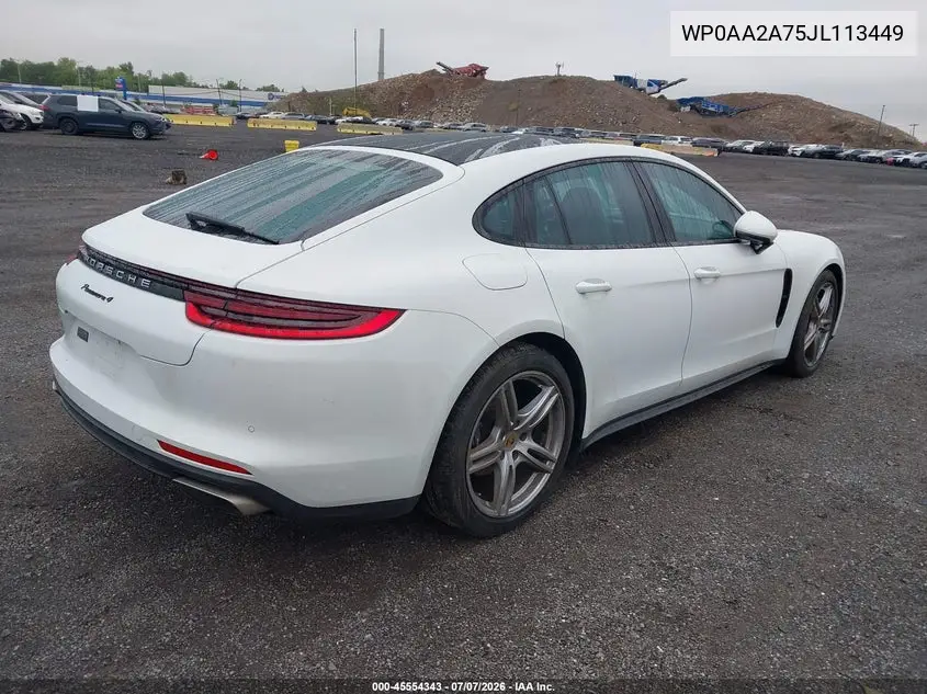 2018 Porsche Panamera 4 VIN: WP0AA2A75JL113449 Lot: 45554343