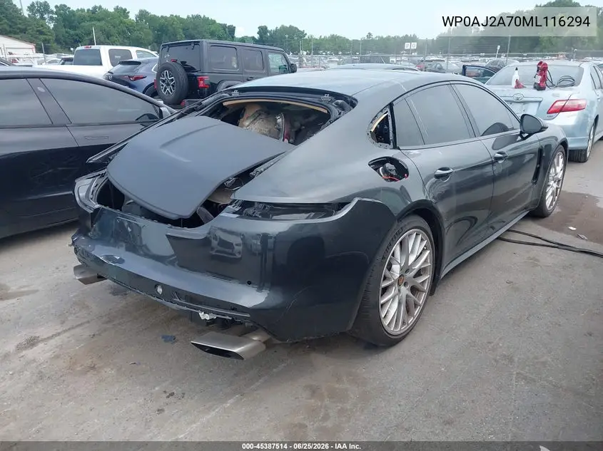 2021 Porsche Panamera 4 VIN: WP0AJ2A70ML116294 Lot: 45387514