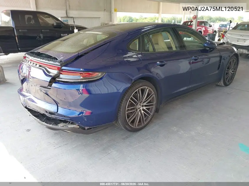 2021 Porsche Panamera 4 VIN: WP0AJ2A75ML120521 Lot: 45517731