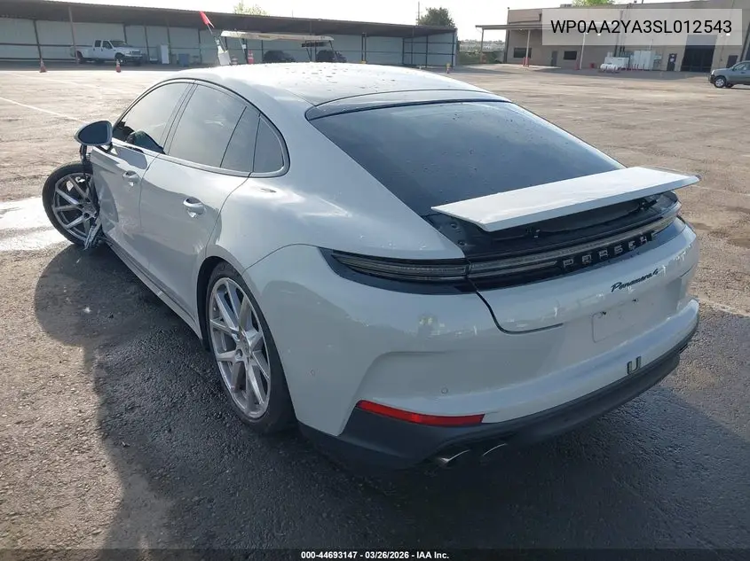 2025 Porsche Panamera 4 VIN: WP0AA2YA3SL012543 Lot: 44693147