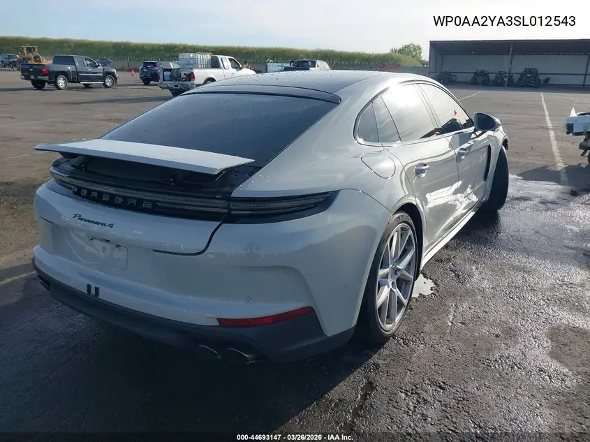 2025 Porsche Panamera 4 VIN: WP0AA2YA3SL012543 Lot: 44693147