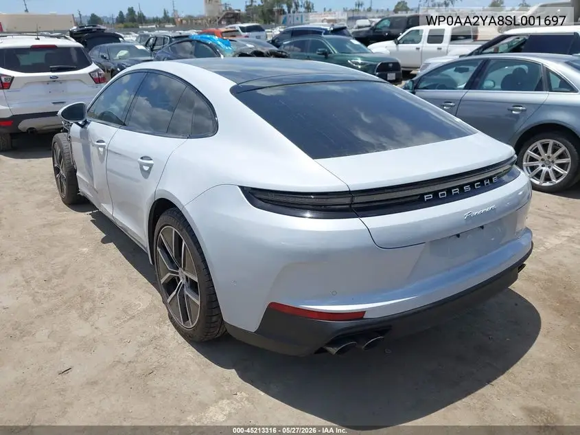 2025 Porsche Panamera 4 VIN: WP0AA2YA8SL001697 Lot: 45213316