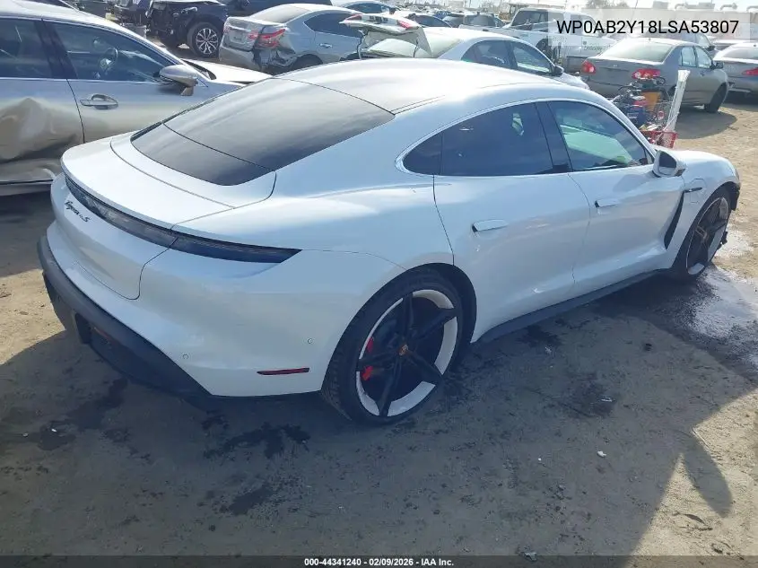 2020 Porsche Taycan 4S VIN: WP0AB2Y18LSA53807 Lot: 44341240