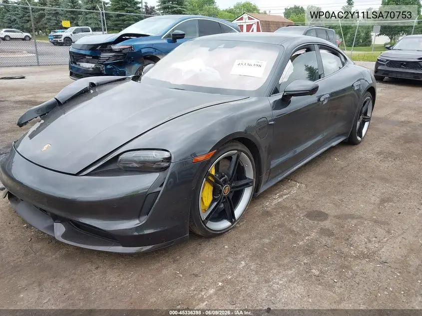 2020 Porsche Taycan Turbo S VIN: WP0AC2Y11LSA70753 Lot: 45336398