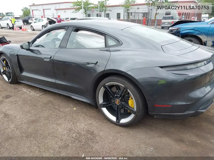 2020 Porsche Taycan Turbo S VIN: WP0AC2Y11LSA70753 Lot: 45336398