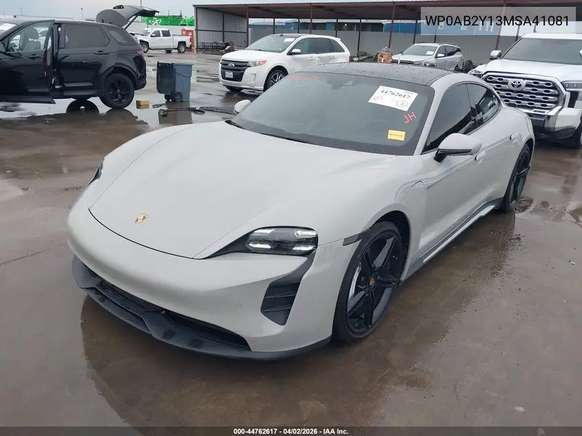 2021 Porsche Taycan 4S VIN: WP0AB2Y13MSA41081 Lot: 44762617