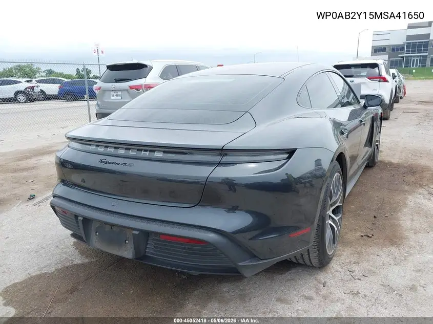 2021 Porsche Taycan 4S VIN: WP0AB2Y15MSA41650 Lot: 45052418