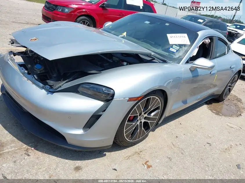 2021 Porsche Taycan 4S VIN: WP0AB2Y12MSA42643 Lot: 45113194