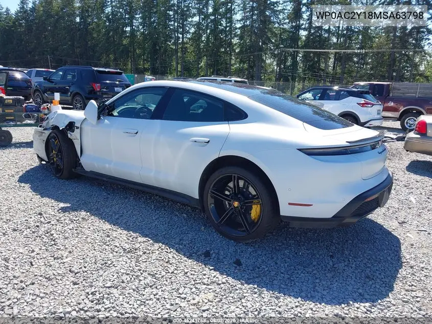 2021 Porsche Taycan Turbo VIN: WP0AC2Y18MSA63798 Lot: 45241768