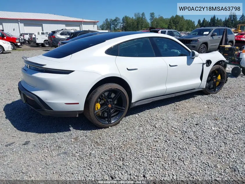 2021 Porsche Taycan Turbo VIN: WP0AC2Y18MSA63798 Lot: 45241768