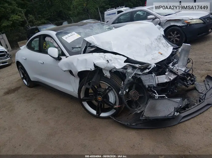 2021 Porsche Taycan VIN: WP0AA2Y19MSA17449 Lot: 45304064