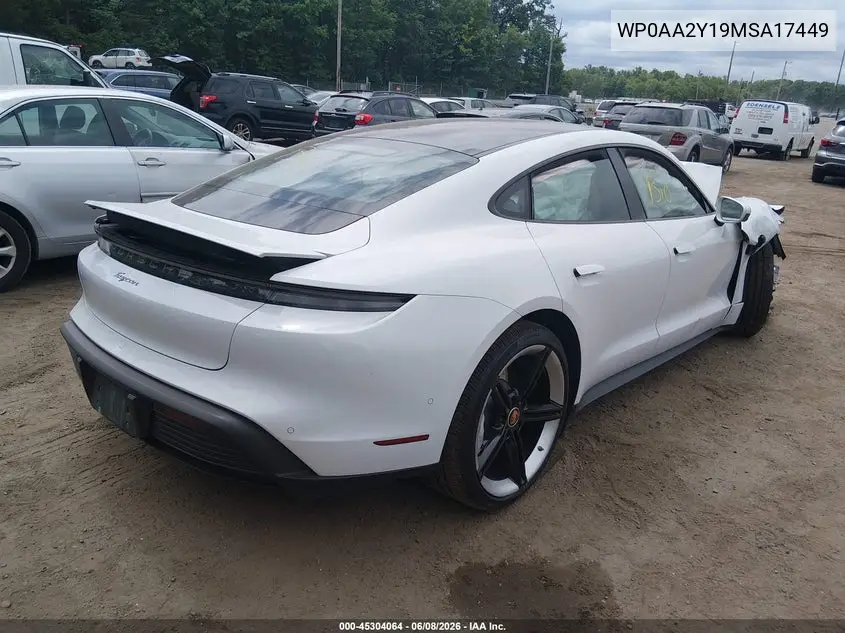 2021 Porsche Taycan VIN: WP0AA2Y19MSA17449 Lot: 45304064