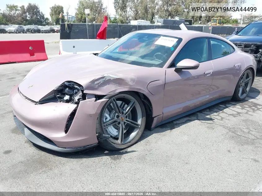2021 Porsche Taycan 4S VIN: WP0AB2Y19MSA44499 Lot: 45415688