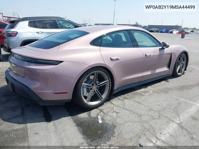 2021 Porsche Taycan 4S VIN: WP0AB2Y19MSA44499 Lot: 45415688