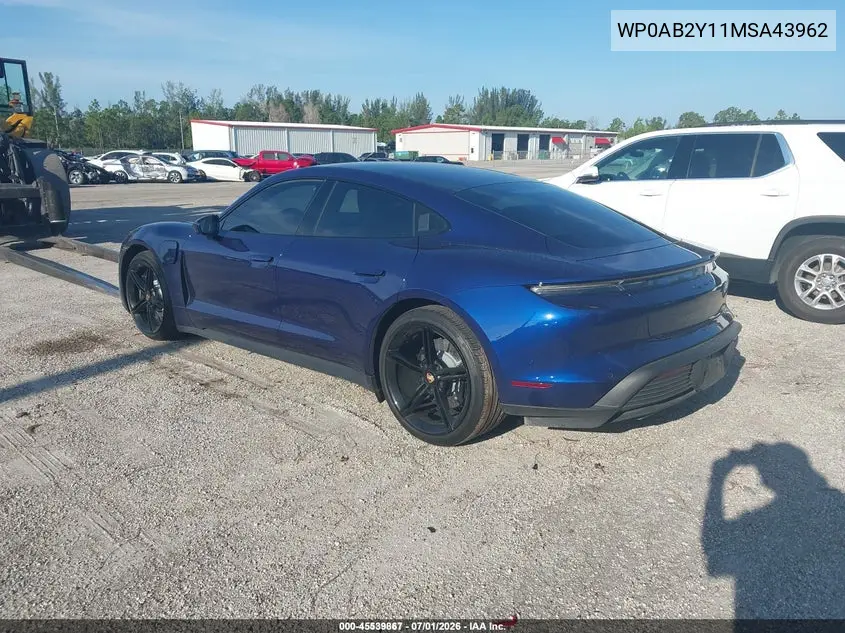 2021 Porsche Taycan 4S VIN: WP0AB2Y11MSA43962 Lot: 45539867