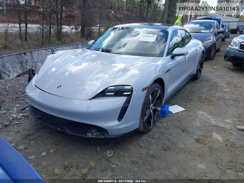 2022 Porsche Taycan VIN: WP0AA2Y13NSA10143 Lot: 44588115