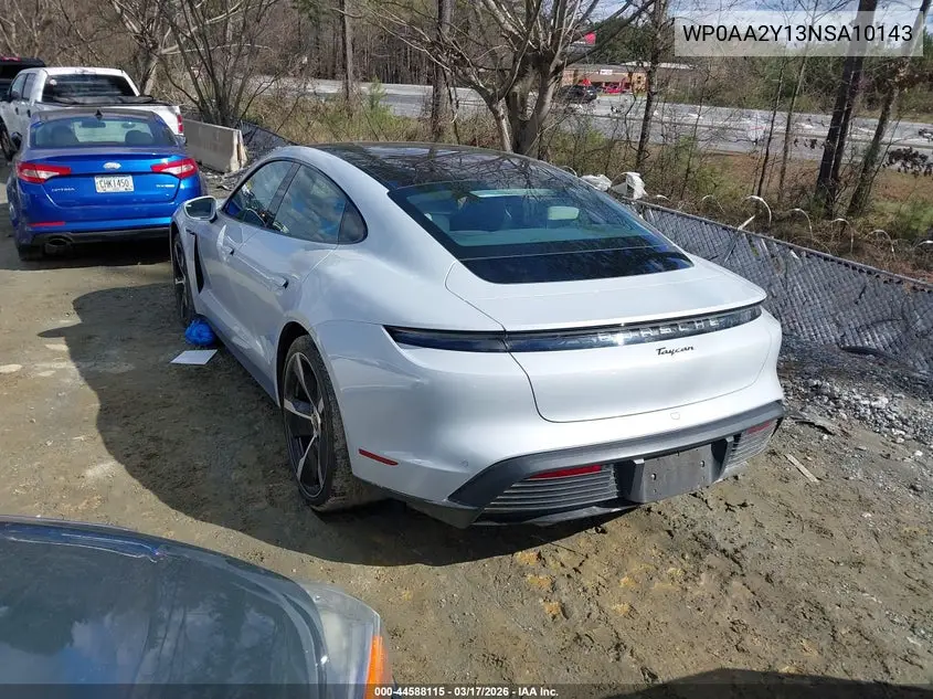 2022 Porsche Taycan VIN: WP0AA2Y13NSA10143 Lot: 44588115