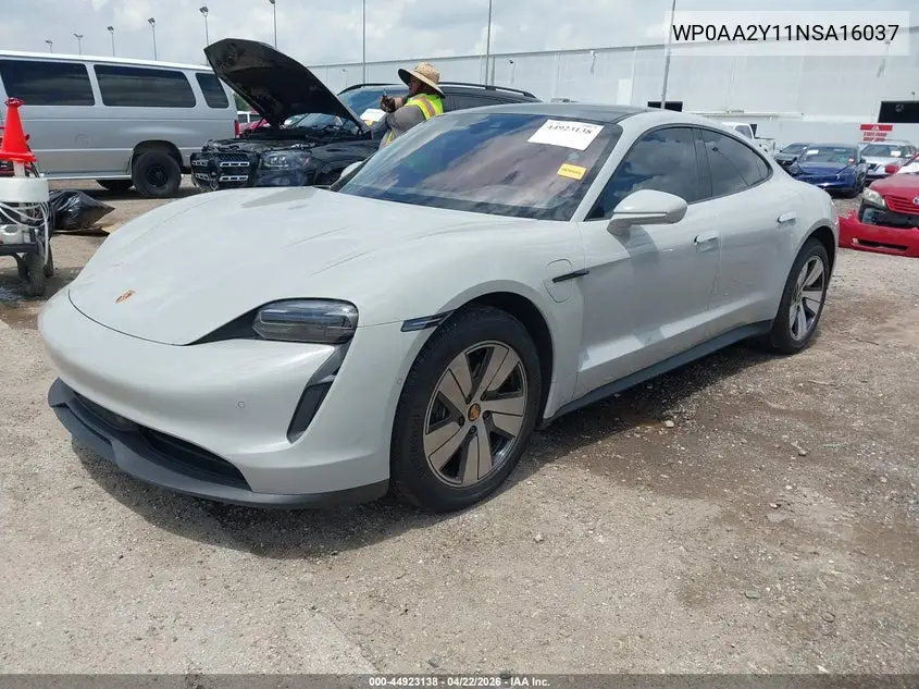 2022 Porsche Taycan VIN: WP0AA2Y11NSA16037 Lot: 44923138