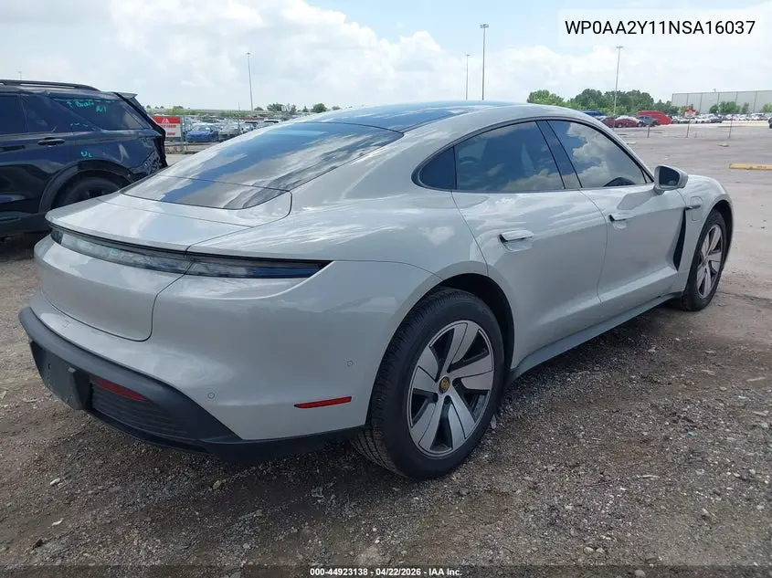 2022 Porsche Taycan VIN: WP0AA2Y11NSA16037 Lot: 44923138