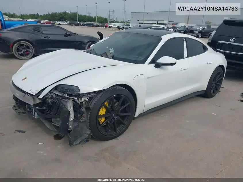 2022 Porsche Taycan VIN: WP0AA2Y10NSA14733 Lot: 44991773
