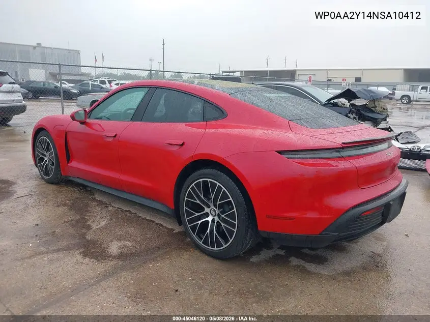2022 Porsche Taycan VIN: WP0AA2Y14NSA10412 Lot: 45046120