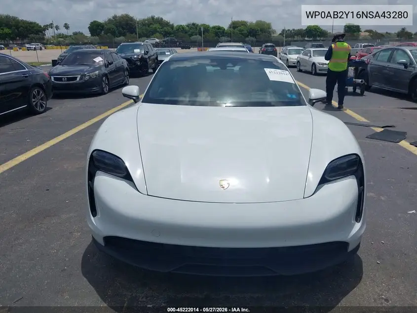 2022 Porsche Taycan 4S VIN: WP0AB2Y16NSA43280 Lot: 45222014