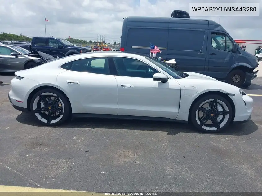 2022 Porsche Taycan 4S VIN: WP0AB2Y16NSA43280 Lot: 45222014