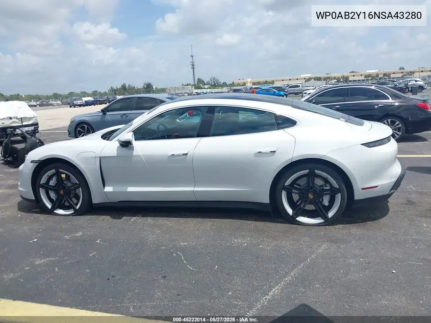 2022 Porsche Taycan 4S VIN: WP0AB2Y16NSA43280 Lot: 45222014