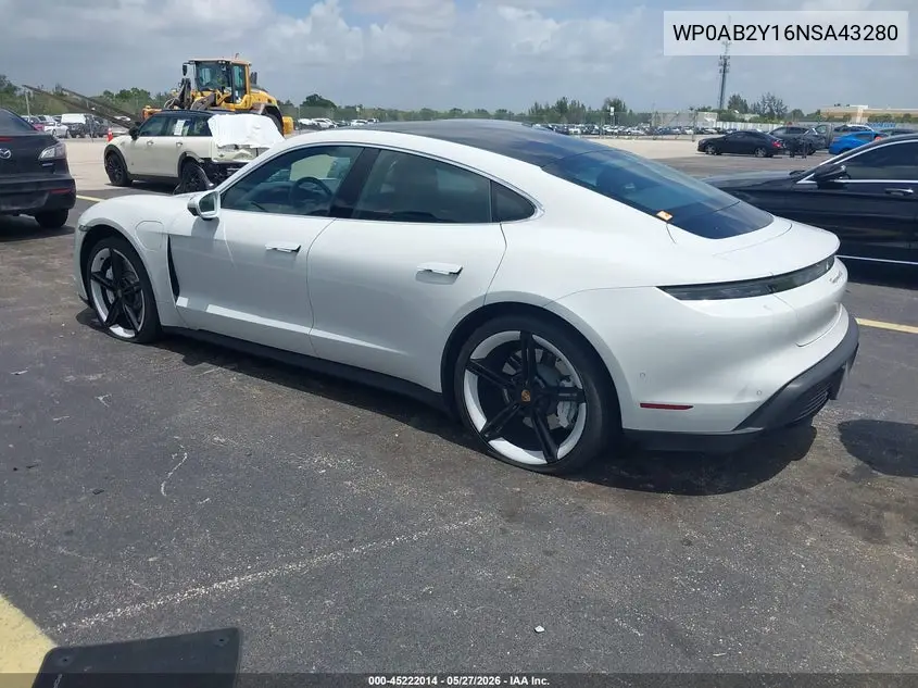 2022 Porsche Taycan 4S VIN: WP0AB2Y16NSA43280 Lot: 45222014