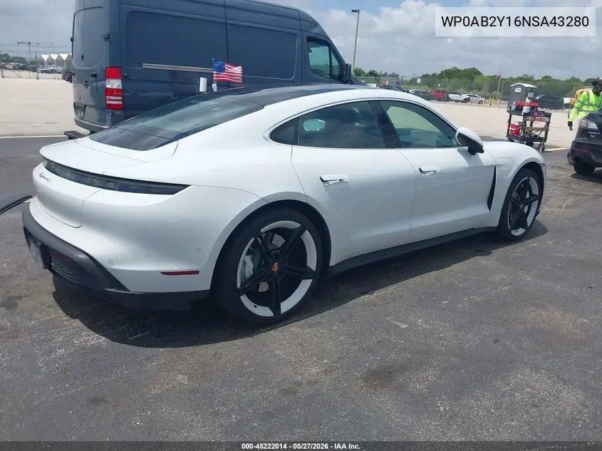 2022 Porsche Taycan 4S VIN: WP0AB2Y16NSA43280 Lot: 45222014