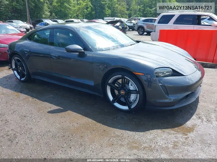 2022 Porsche Taycan VIN: WP0AA2Y13NSA16721 Lot: 45334663