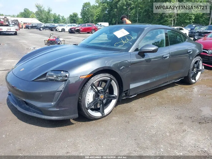 2022 Porsche Taycan VIN: WP0AA2Y13NSA16721 Lot: 45334663